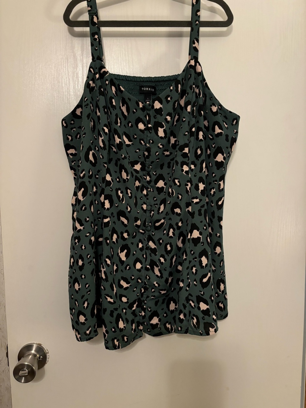 torrid Teal Green Leopard Print Button-Front Camisole
